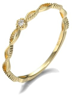 Wycian Frauen Ring Diamant, Gold Ring Personalisiert 18K Gelbgold Diamant Runde Form Größe 49 (15.6) für Damen Neujahr