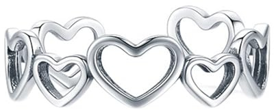 Skcess 9K Weißgold Ringe Damen, Unregelmäßiger Herzring, Verstellbar Ring Women Größe 62 (19.7)