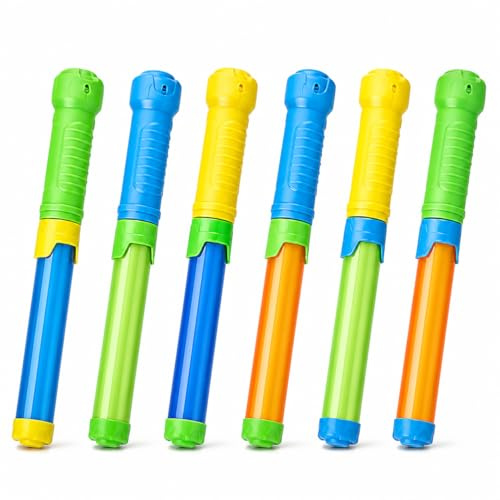 Wasserpistole Wasserspritzpistole für Kinder 6 Stück-33CM Bunten Kunststoff Groß Spritzpistole,Wassergewehr Wasserspritze Squirt Water Gun Set 35 FT Reichweite für Jungen und Mädchen Wasserspielzeug