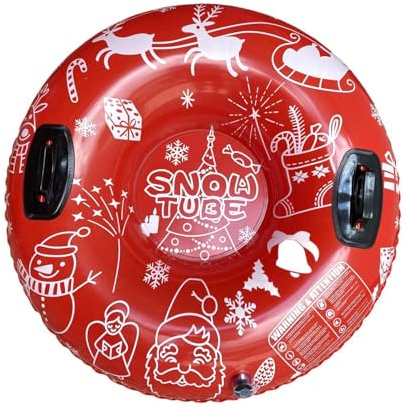 QUXVUIS Inflatable Snow Tube With Reinforced Handle Designed For Fun Sledding Kids Adults Safe Winter Inflatable Sled Can Be Deflated For Easy Storage And