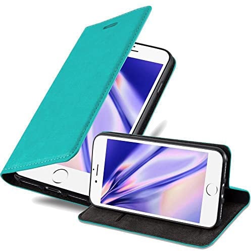 Cadorabo Hülle kompatibel mit Apple iPhone 7 Plus / 7S Plus / 8 Plus aus Kunst Leder Flip Klappbare Magnetische [Kartenfächern] Cover Hülle für iPhone 7 Plus / 7S Plus / 8 Plus Tasche in Türkis