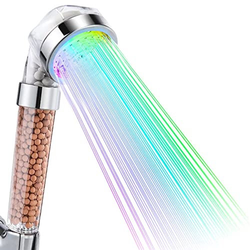 innislink LED-Duschkopf, Handbrause, Badezimmer, Handbrause, 7 Farben, LED-Handbrause, Hochdruck, Wassersparend, Sprühflasche und Doppelfilter gegen Chlor