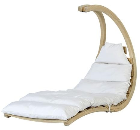 AMAZONAS Swing Lounger Creme stylische Schwebeliege aus hochwertigem FSC Fichtenholz bis 120 kg in Weiß