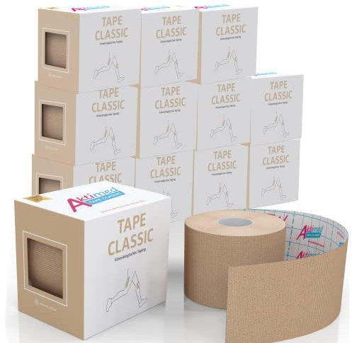 AKTIMED Tape CLASSIC Physiotape – Sporttape elastisch & wasserfest – Dermatest „sehr gut“ – Physio Tape atmungsaktiv & hautfreundlich – Tape Kinesologie/Kinesiologie Tapes (Beige)