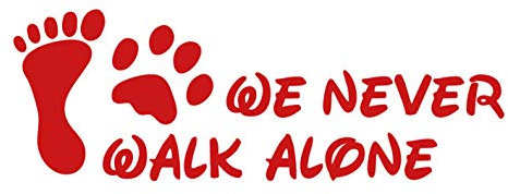 kleb-Drauf | 1 We Never Walk Alone | Rot - glänzend | Wandtattoo Wandaufkleber Wandsticker Aufkleber Sticker | Wohnzimmer Schlafzimmer Kinderzimmer Küche Bad | Deko Wände Glas Fenster Tür Fliese