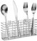 SANNO Stainless Steel Silverware Organizer with Hooks and Removable Drying Rack