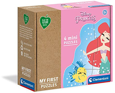 Clementoni 20825 My First Puzzles Play for Future Princess – Puzzle 3 + 6 + 9 + 12 Teile ab 2 Jahren, 4 Kinderpuzzle aus recyceltem & recycelbarem Material, Denkspiel für Kinder
