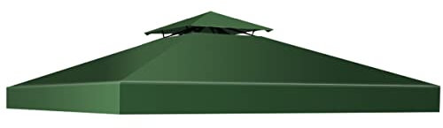 RELAX4LIFE Toile de Rechange pour Jardin 3 X 3 M, Bâche pour Tonnelle en Polyester Haute Densité, Bonne Ventilation, Tissu Imperméable et Anti-UV(Vert Foncé)