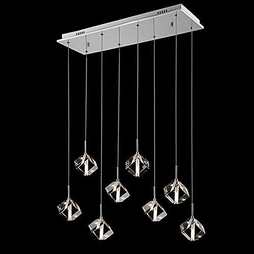 Pendellampe Hängeleuchte LED Kristall Minimalistisch Wohnzimmer Treppen Esszimmer Esstisch Kristallleuchter Modern Decke Kronleuchter Beleuchtung Verstellbar, G4-Glühbirne, Warmes Licht (8-flammig)