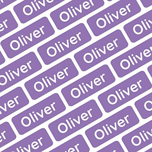 Klebekerlchen® | 175 Mini Namensaufkleber Kinder für Stifte und Schulsachen – Aufkleber zum Beschriften Schule & Kita – Namensschilder für Kleidung - Etiketten selbstklebend & wasserfest – Lila