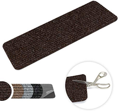 Kettelservice-Metzker Stufenmatte Treppenteppich Tulus Rechteckig Aufleger selbstklebend 60x25cm Kaffeebraun 20 Stück