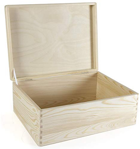 Holzfee Holzkiste 40 x 30 x 13,5 (± 0,5) cm Deckel Aufbewahrungsbox Holz Kiste Holzbox
