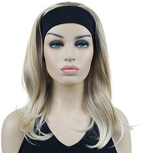 Lydell Langes, glattes gewelltes Haar Perücke Stirnband Synthetische Perücken (15BT613 Blond-Mix)