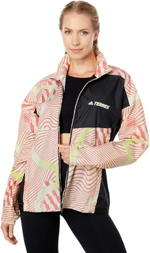 adidas Coupe-vent imprim Trail pour femme, Presque citron vert/noir, S