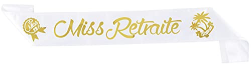 BETESSIN Fascia del Pensionata Donna Miss Retraite in Francese Gadget Idea Regalo Divertente per la Festa Pensione Pensionamento(Oro)