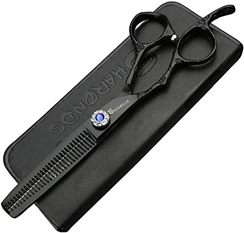 Professionelle Friseurschere in der linken Hand, 15,2 cm, Friseurschere für Linkshänder, spezielles Friseurscheren-Set aus Edelstahl