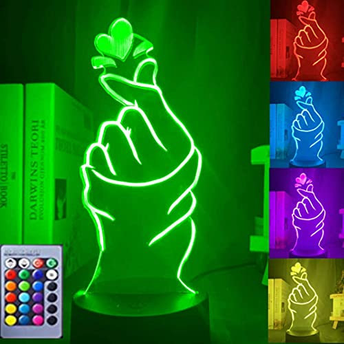 Jinson well 3D Finger Liebe Herz Lampe optische Illusion Nachtlicht 16 Farbwechsel Touch Switch Tisch Schreibtisch Dekoration Lampen perfekte mit Acryl Flat ABS Base USB Spielzeug