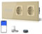 BSEED Enchufe doble normal con regulador inteligente Alexa interruptor de luz de cristal Wifi Touch (requiere cable neutro), 1 vía, compatible con Tuya/Google Home/SAMRT Life Gold
