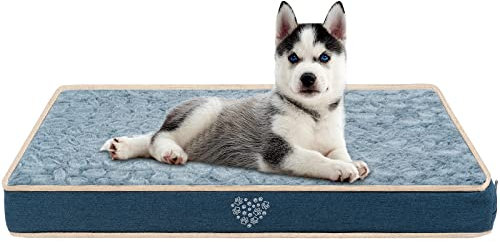 VANKEAN Hundebett wasserdichte Reversible (Kühl und Warm), Abnehmbarer Innenfutter, Flauschig Hundematte für Kleine bis Große Hunde, Hundekissen mit Ergonomisch Design, Marineblau/Grau