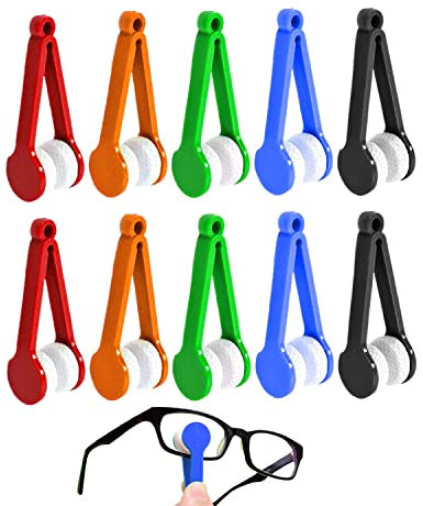 NITAIUN 10 Stücke Brillenreinigungsbürste Reinigungsbürste Mini-Gläser Weiche Bürsten-Reinigungs-Clip Tragbares Brillenwischwerkzeug Brillenreiniger für Brille Sonnenbrille 5 Farben (10 Stücke)