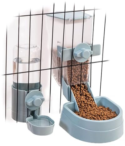 Oncpcare Ensemble mangeoire et Bouteille d'eau pour Lapins, furets, Chats, Oiseaux - pour Petits Animaux de Compagnie - avec Couvercle