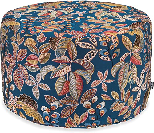 H.O.C.K. Tristan Kissen inkl. Füllung Dekokissen und Hocker floral Blumen (Hocker 60x35cm, blau)