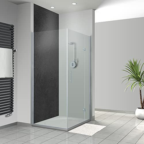 WANDFREUDE individuelle Duschrückwand Aluverbundplatte auf Maß (1 Stück - Schwarzer Stein - Seidenmatt) – Dusche Wandverkleidung Duschwandverkleidung Duschrückwände