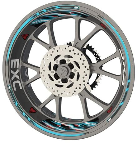 KTM EXC Premium Qualität Felgenrandaufkleber Felgenband Felgenband Sticker Set (Aufkleber für die 2 Felgen) (Azur)