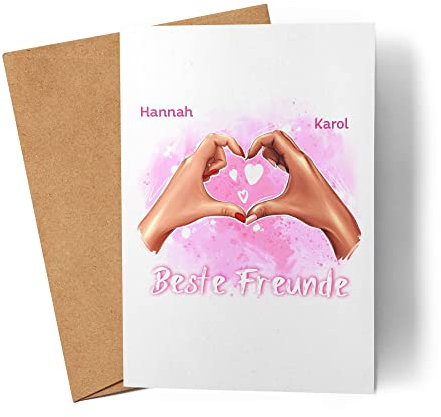 Kiddle-Design Beste Freundin Karte Personalisiert mit Namen Beste Freundin Geschenke BFF Freundinnen Geschenk Beste Friends Geschenk Geburtstagskarte