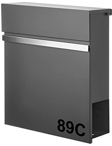 AMARE Design XXL Edelstahl Briefkasten Series 5-37 x 41 x 13 cm - Anthrazit