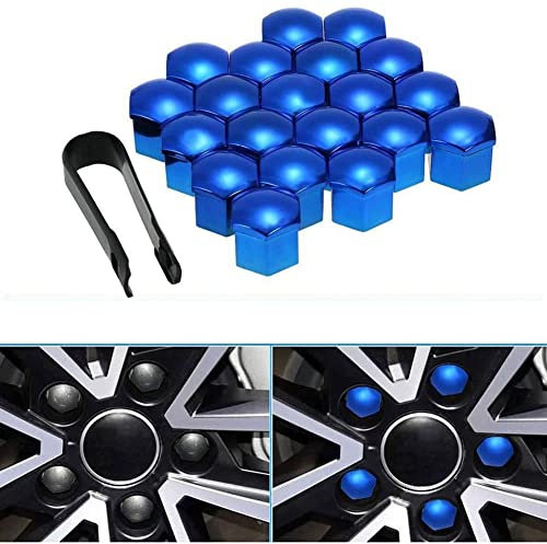 20 Stücke Auto Radmutternkappen für Opel Astra H J Corsa Meriva Vectra Zafira, Radschraubenkappen Radmuttern Dekor Abdeckungen Radbolzen Kappen für Sechskant-reifen Muttern-abdeckungen,Blue-19mm
