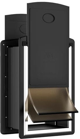 ClawJaw Dog Door for Exterior Wall, Metal Frame and Telescopic Tunnel Pet Door, Double-Sided Wind Deflector and Magnetic Flaps, Easy to Install, Black (Pets Up to 110 Lb)-Large