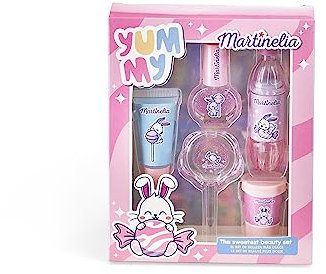 Aquarius Kinderschminkset Martinelia Yummy, Mädchen Beauty Set mit Lollipop Puder, rosa Nagellack & Lipgloss