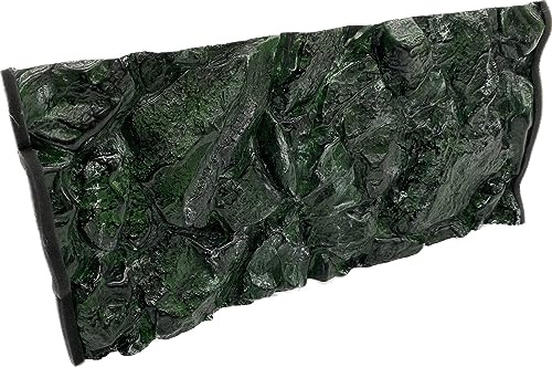 PLASTIKO - Aquarium Hintergrund 3D I Rückwänd 150x50 cm I Leicht zu Montieren und Reinigen I Keine Verklebung Erforderlich I Sicher für Tiere I Grün mit einem Muster aus Hohen Steinen