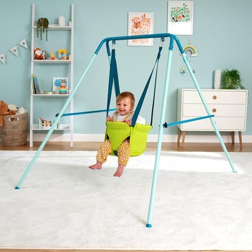 TP Toys Portique Bébé Pliable avec Fauteuil Souple – Ceinture Sécurité 3 Points – Structure Métal Galvanisé – Compact et Facile à Ranger – Dès 6 Mois – Charge Max 25 kg