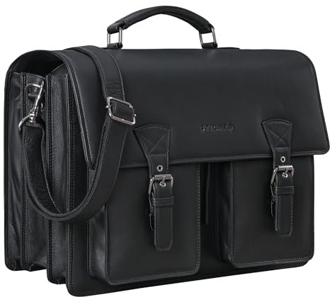 STILORD XL Herren-Businesstasche aus Leder schwarz - große 15,6 Zoll Lehrer Laptop-Tasche - Männer-Aktentasche - Vintage Umhängetasche aus Rindsleder 'Cory'