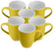 for friends 6 Stück Kaffeebecher 300ml aus hochwertigem Steinzeug, Kaffeetasse in gelb, Kaffeebecher mit Henkel, Spülmaschinen- & Mikrowellengeeignet
