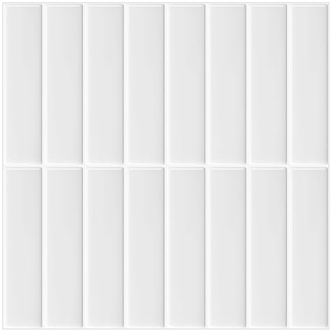 GRIPRO Peel and Stick Wall Tile – 10x10 3D Adhesive Backsplash Tile for Kitchen, Bathroom 3D Wall Panels (10 Sheets, White)