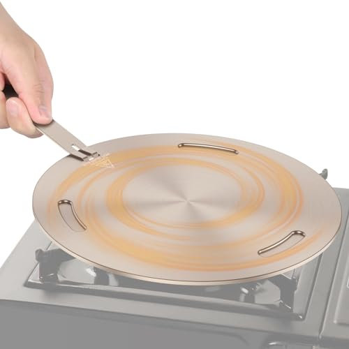 Plaque pour Induction Adaptateur 24cm Plaque Adaptateur Induction avec Poignée Amovible Plaque d'Adaptation pour Induction Uniforme pour Cuisinière Électrique Gaz Marmite Bouilloire (24cm)