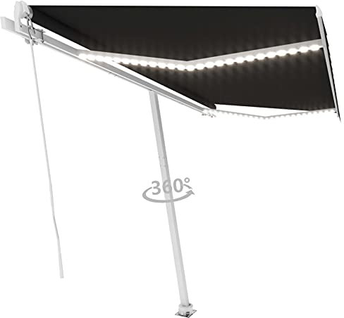 Gelenkarmmarkise Einziehbar, ZEYUAN Sichtschutz Balkon, Seitenmarkise, Balkon Markise, Klemmmarkise, Sonnenvorhang, Balkonmarkisen, 400x300 cm Anthrazit