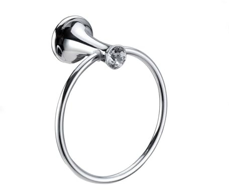 EagleWiz Diamond Towel Ring Silver Zinc Alloy Diamante Toilet Towel Holder Chrome Finish Wall Mounted Bathroom Accessory