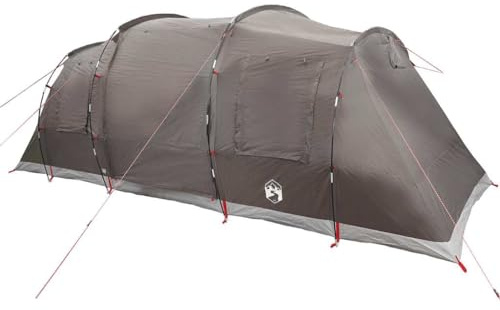 vidaXL Tunnel-Familienzelt 6 Personen Braun Wasserdicht, Campingzelt, Zelt Familie, Gartenzelt, Zelt, Zelt mit Schlafkabinen, wasserdichtes Zelt