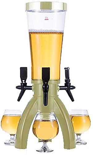 WHITEUQ Bierzapfanlage, Bierfass-Bierzapfanlage mit Kühler, Partyturm-Bierzapfanlagen-Set mit 3 Zapfhähnen, Party-Getränkespender (Gold 17 x 57 cm)