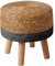 YMYNY Stilvolle Hocker, Ottoman, Fußhocker aus natürliches Seegras und Kiefernbeinen, in ländlichen Stil, Handgefertigt, für Schlafzimmer Wohnzimmer Outdoor, Schwarz 32×32×32CM HBD027B