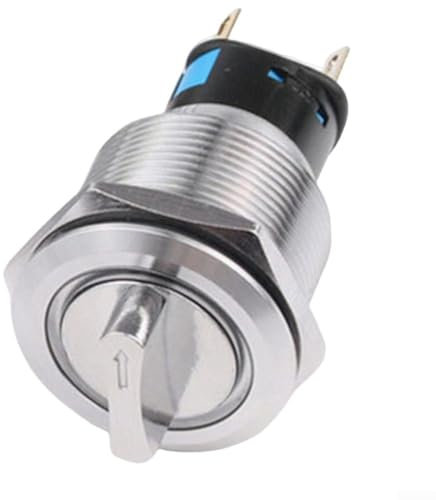 Eawfgtuw Interruptor selector, interruptor giratorio selector de 19 mm, 3 posiciones, 2NO2NC, 12-24 V, con indicador LED (blanco)