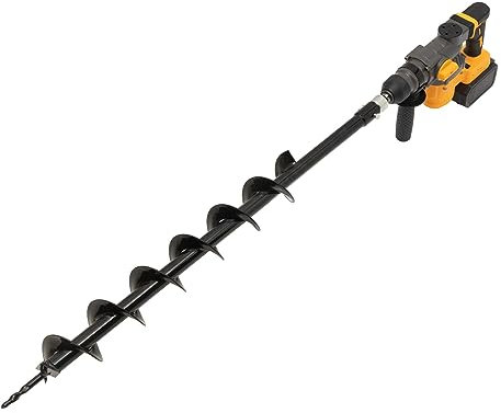 Cordless Earth Auger, 1400r/min Post Hole Borer with 19500mAh Lithium Batteries Brushless Soil Drill Auger Post Hole Digger Cordless Fence Post Auger
