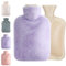 URBZUE Hot Water Bottle with Soft Fleece Cover, 2L Hot Water Bag for Back Neck Period Pain Relief, Fluffy Hot Water Bottle for Adult Kids, Cold & Hot Compress