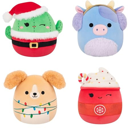 Squishmallows Original Christmas Holiday 4-Pack – Official Plush Amazon Exclusive | Collectable Cute Plush Toy, Cuddly Toys for Children, Soft Toys, Cute Christmas Teddies
