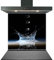 Kitchen Glass Splashback Heat Resistant Toughened Glass - Black Water Splash Design - 60cm (w) x 80cm (h)