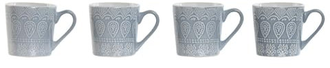 Juego de 4 Tazas Mug Home ESPRIT Azul Gres 340 ml 13 x 9,5 x 9,2 cm Mandala - Marca: Home ESPRIT - EAN: 8424002151942